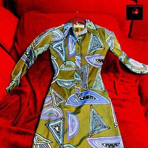 LANVIN Paris New York 1970s Shirt Dress DIVINE CONDITION